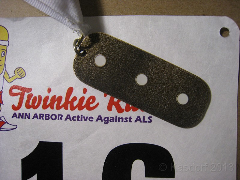 2013 Twinkie 5K 70.JPG - The 2013 Twinkie 5K. This is run on April Fools Day (April 1) every year. It is run in Ann Arbors Gallup Park. This year was a very cold and windy evening. (It is run at 6:15 pm)